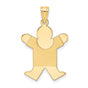14k Yellow Gold Boy Pendant Charm with Polished and Matte Finish, Minimalist Family Jewelry