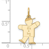 14k Yellow Gold Boy Pendant with Cap, New Mom or Grandma Baby Arrival Charm