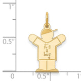 14k Yellow Gold Boy Pendant with Its a Boy Message, Baby Keepsake Charm for Mom or Grandmother