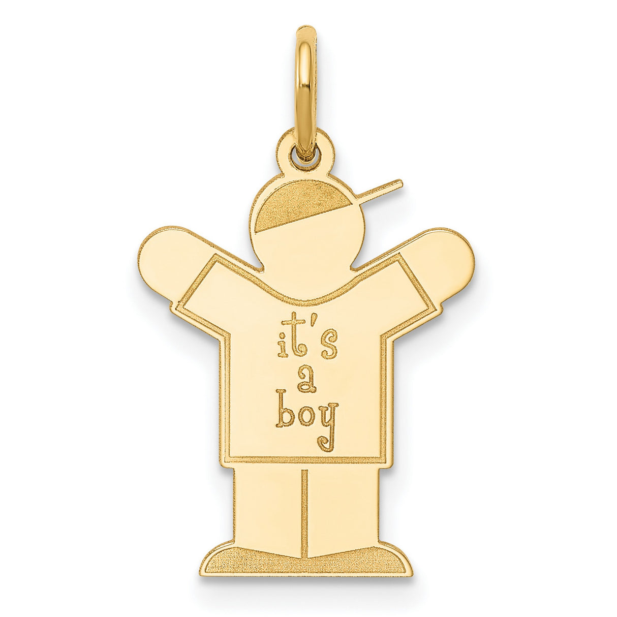 14k Yellow Gold Boy Pendant with Its a Boy Message, Baby Keepsake Charm for Mom or Grandmother