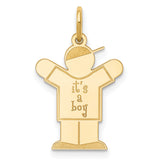 14k Yellow Gold Boy Pendant with Its a Boy Message, Baby Keepsake Charm for Mom or Grandmother