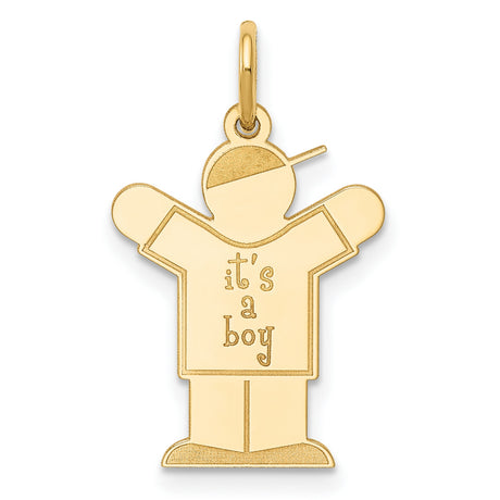 14k Yellow Gold Boy Pendant with Its a Boy Message, Baby Keepsake Charm for Mom or Grandmother