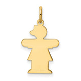 14k Yellow Gold Girl Shaped Pendant with Bow, Its a Girl Charm, Newborn Jewelry