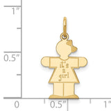 14k Yellow Gold Girl Shaped Pendant with Bow, Its a Girl Charm, Newborn Jewelry