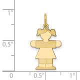 14k Yellow Gold Girl Silhouette Pendant with Pigtails and Dress, Family Charm for Women or Moms
