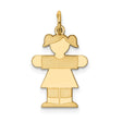 14k Yellow Gold Girl Silhouette Pendant with Pigtails and Dress, Family Charm for Women or Moms