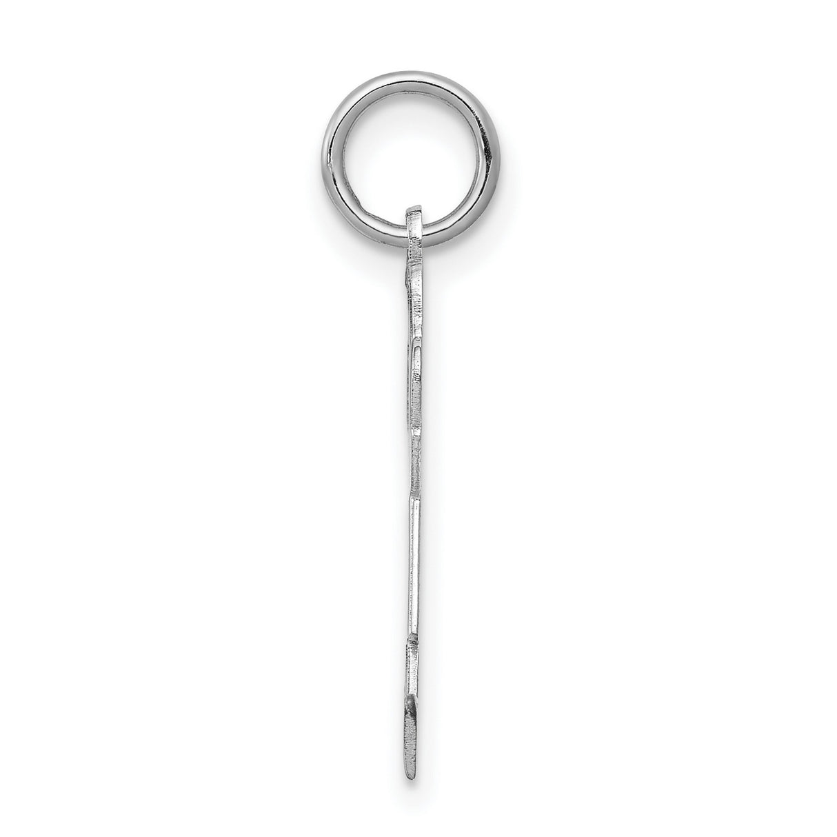 14k White Gold Girl Shape Pendant Charm with Polished Outline and Textured Details