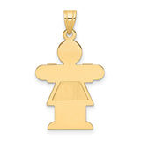 14k Yellow Gold Girl Shaped Pendant with Textured Dress, Minimalist Family Charm