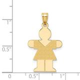 14k Yellow Gold Girl Shaped Pendant with Textured Dress, Minimalist Family Charm