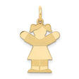14k Yellow Gold Girl Pendant with Pigtails and Outstretched Arms, Family Charm Keepsake