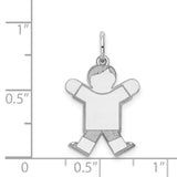 14k White Gold Boy Pendant Charm, Etched Figure Design, Symbol of Motherhood and Family