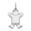 14k White Gold Boy Pendant Charm, Etched Figure Design, Symbol of Motherhood and Family