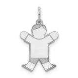 14k White Gold Boy Pendant Charm, Etched Figure Design, Symbol of Motherhood and Family