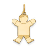 14k Yellow Gold Boy Silhouette Pendant Charm, Minimalist Family Keepsake Jewelry