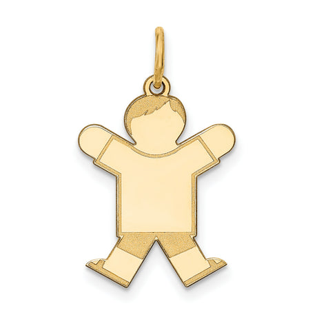14k Yellow Gold Boy Silhouette Pendant Charm, Minimalist Family Keepsake Jewelry