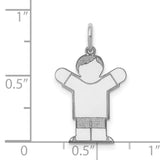 14k White Gold Boy Charm Pendant with Raised Arms, Minimalist Family Jewelry for Women