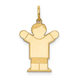 14k Yellow Gold Boy Charm Pendant with Open Arms, Sentimental Family Keepsake Jewelry