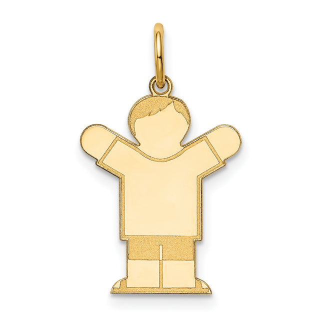 14k Yellow Gold Boy Charm Pendant with Open Arms, Sentimental Family Keepsake Jewelry