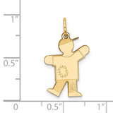 14k Yellow Gold Boy Charm Pendant with Cap and Patchwork Detail, Sentimental Family Jewelry