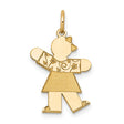14k Yellow Gold Girl Pendant with Cutout Design and Bow Detail, Floral Family Charm