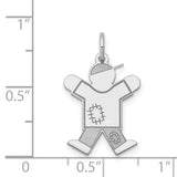 14k White Gold Boy Pendant Charm with Baseball Cap, Minimalist Family Keepsake Jewelry