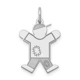 14k White Gold Boy Pendant Charm with Baseball Cap, Minimalist Family Keepsake Jewelry