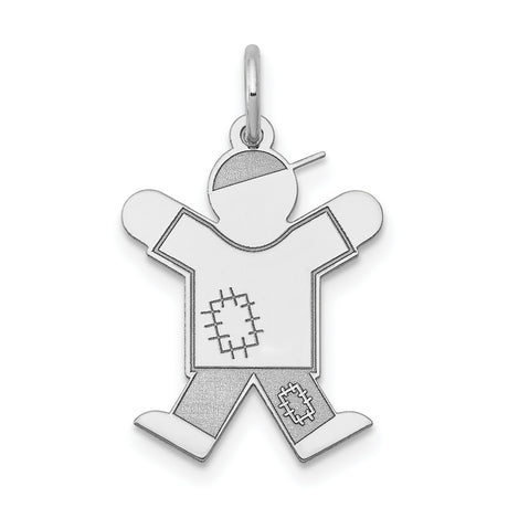 14k White Gold Boy Pendant Charm with Baseball Cap, Minimalist Family Keepsake Jewelry