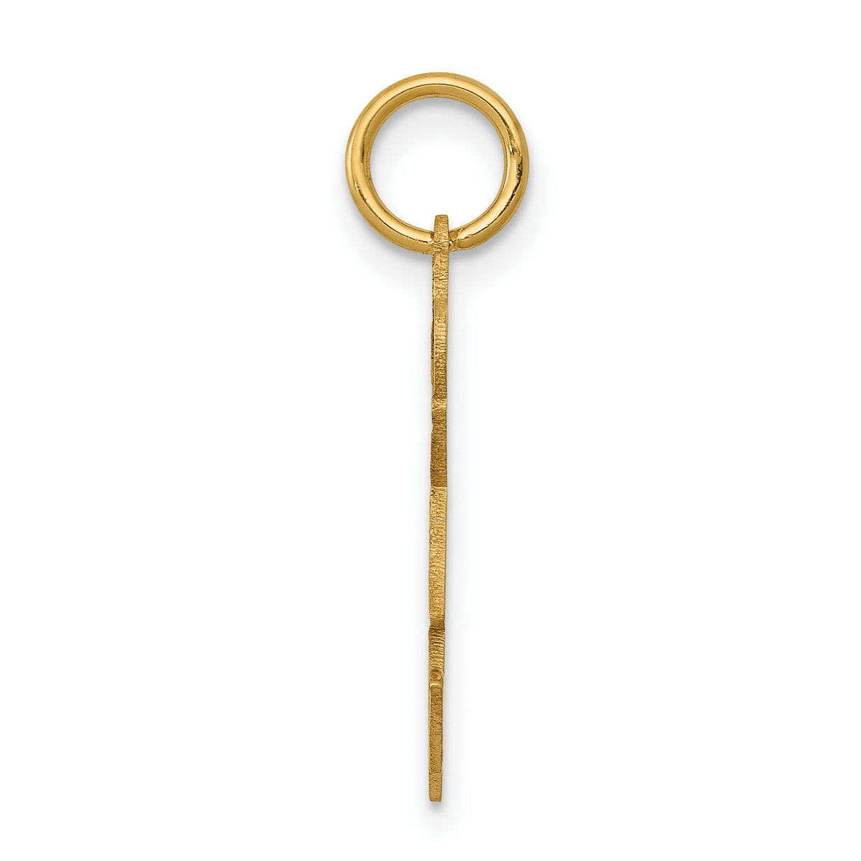 14k Yellow Gold Girl Pendant Charm with Floral Swirl Engraving, Symbolic Daughter Figure