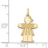 14k Yellow Gold Girl Charm Pendant with American Flag Design, Patriotic Family Jewelry