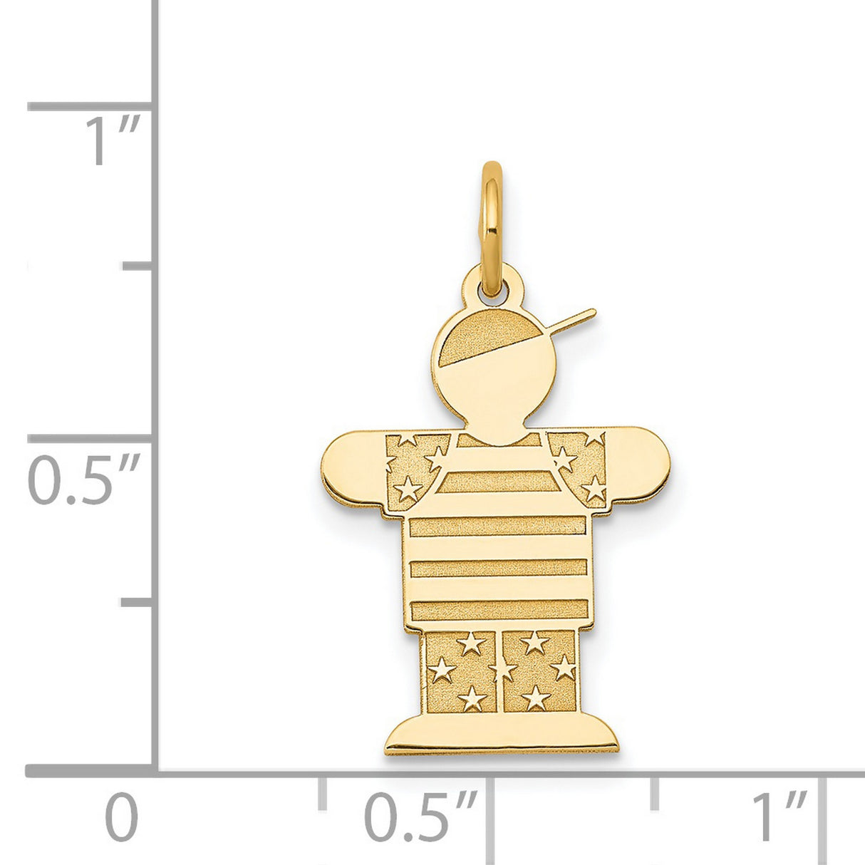 14k Yellow Gold Boy Charm Pendant with Striped Shirt and Sideways Cap Design