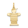 14k Yellow Gold Boy Charm Pendant with Striped Shirt and Sideways Cap Design