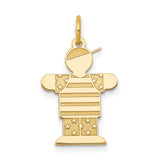 14k Yellow Gold Boy Charm Pendant with Striped Shirt and Sideways Cap Design