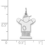 14k White Gold Pendant, Stylized Boy in Cap with Patchwork Design, Family-Themed Charm