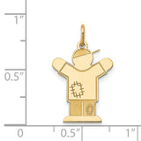 14k Yellow Gold Boy Pendant with Sideways Cap, Cartoon Style Family Charm