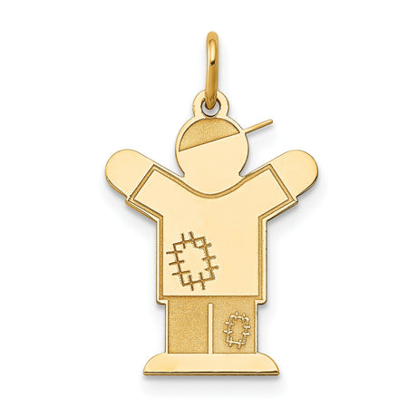 14k Yellow Gold Boy Pendant with Sideways Cap, Cartoon Style Family Charm