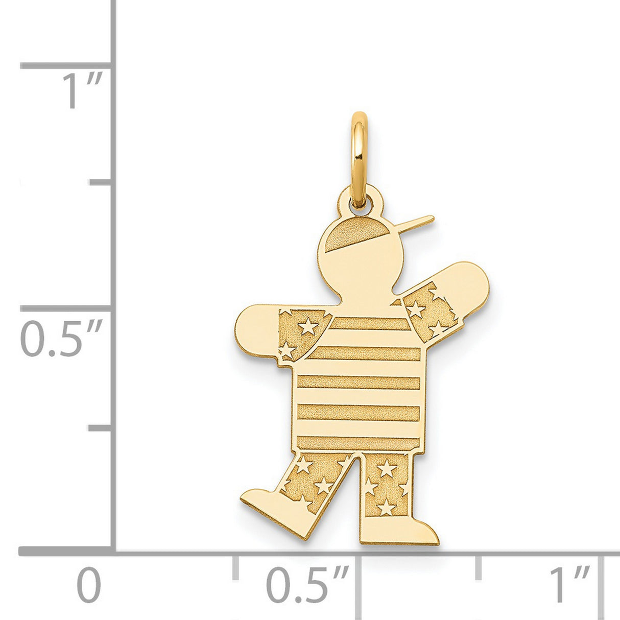 14k Yellow Gold Pendant, Stars and Stripes Patriotic Charm with Baseball Cap, American Flag Theme