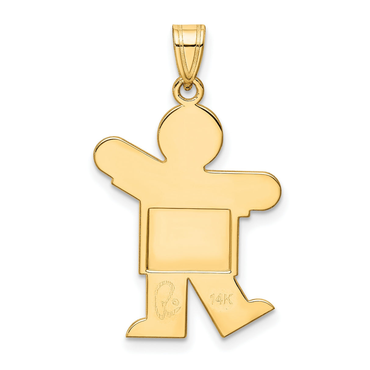 14k Yellow Gold Boy Shaped Pendant, Matte and Polished Finish, Sentimental Family Charm