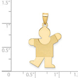 14k Yellow Gold Boy Shaped Pendant, Matte and Polished Finish, Sentimental Family Charm