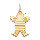 14k Yellow Gold Boy Pendant Charm with Star and Stripe Design, Americana Style Silhouette