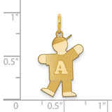 14k Yellow Gold Boy Pendant with Baseball Cap, Letter A, Custom Initial Charm