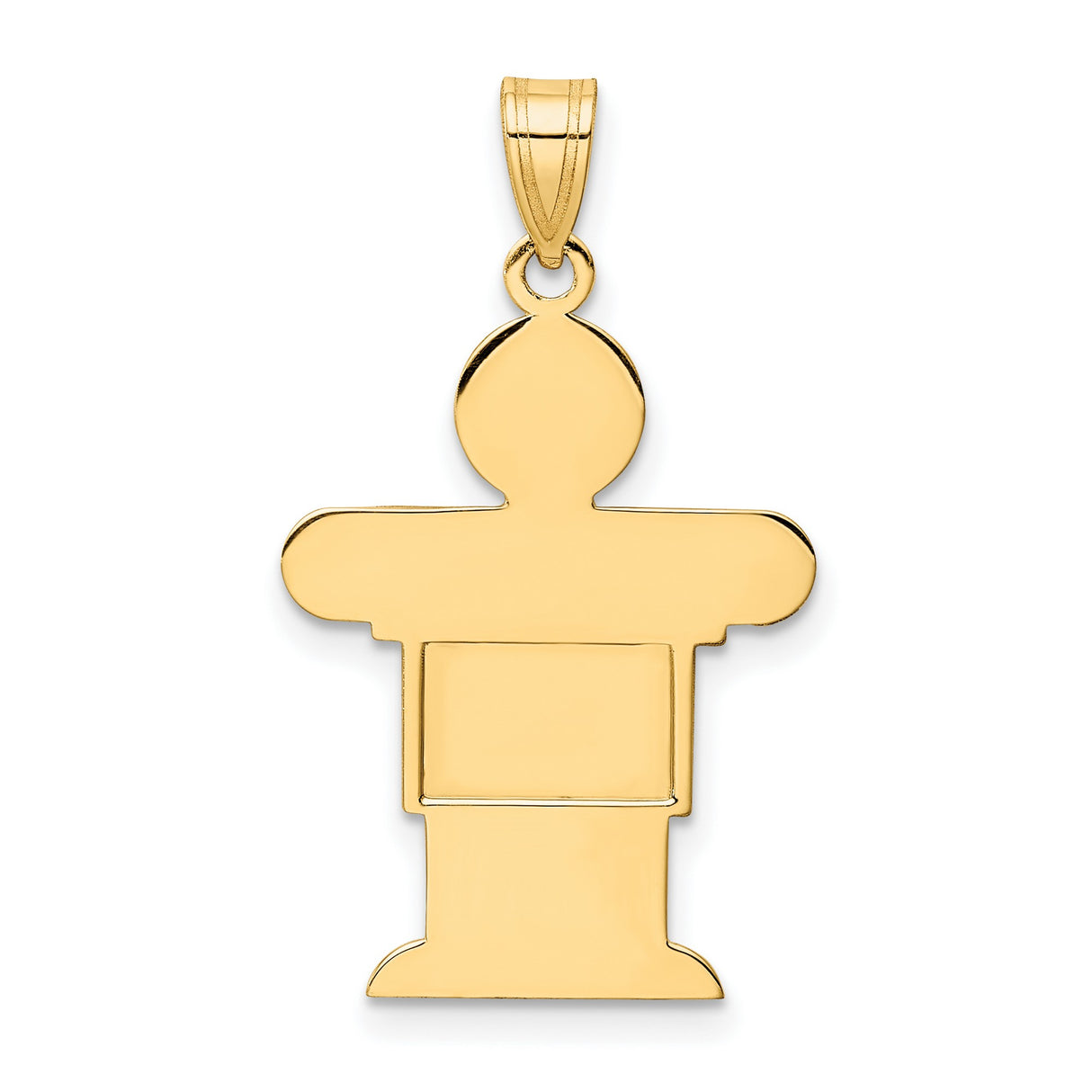 Solid Satin Engravable Boy Charm Pendant in Real 14k Yellow Gold