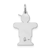 14k White Gold Boy Charm Pendant with Heart, Cartoon Style Figure with Cap