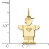 14k Yellow Gold Boy Charm Pendant with Heart and Cap, Sentimental Family Jewelry for Women