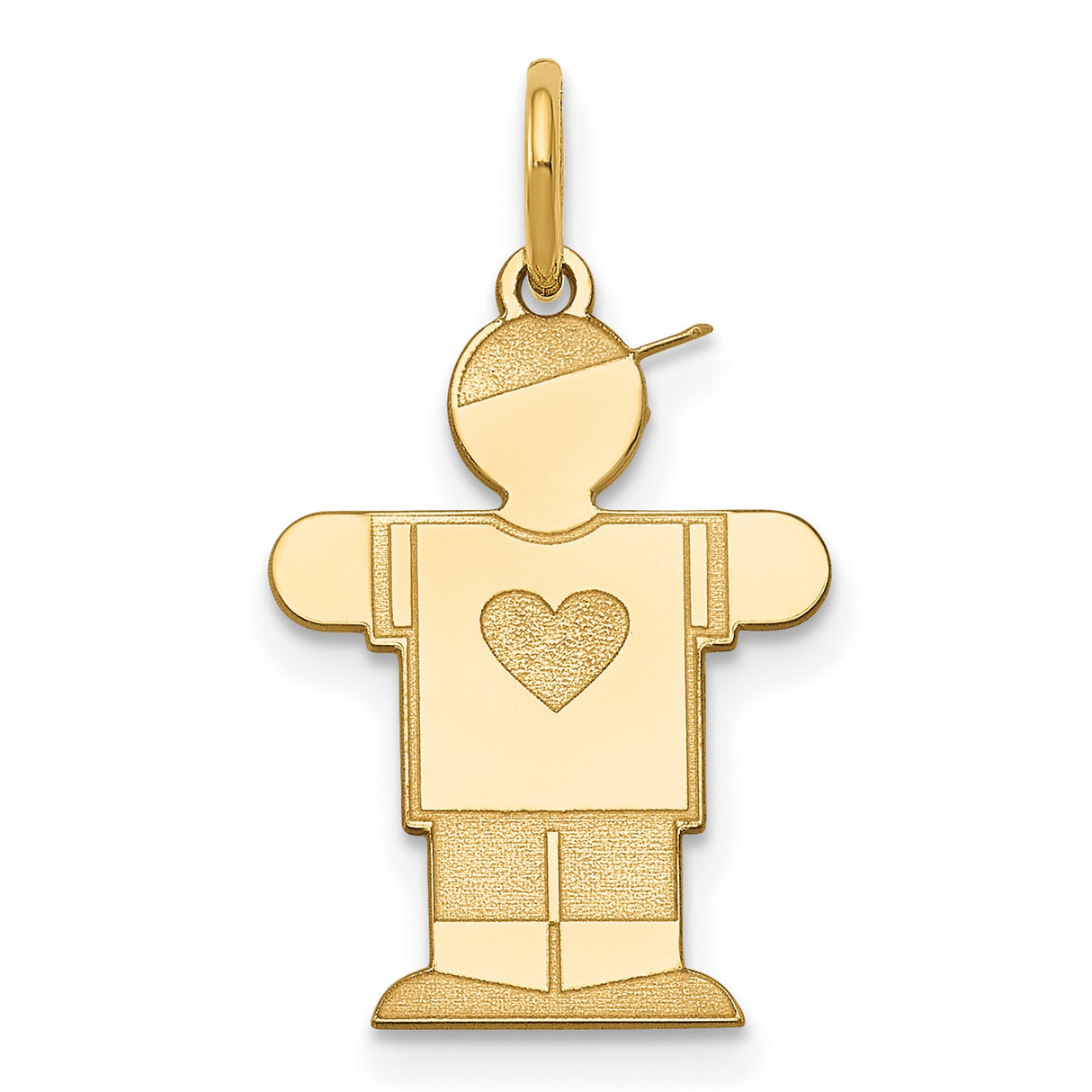 14k Yellow Gold Boy Charm Pendant with Heart and Cap, Sentimental Family Jewelry for Women
