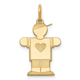 14k Yellow Gold Boy Charm Pendant with Heart and Cap, Sentimental Family Jewelry for Women