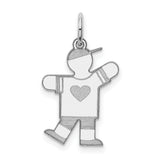 Kid Charm Pendant in Real 14k White Gold