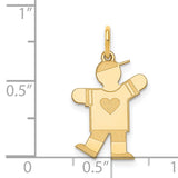 14k Yellow Gold Boy Pendant Charm with Heart Symbol and Cap - Family Theme Jewelry for Moms