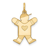 14k Yellow Gold Boy Pendant with Heart Design, Sentimental Family Charm