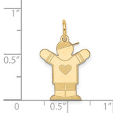 14k Yellow Gold Boy Pendant with Heart, Playful Cap Design, Sentimental Family Charm