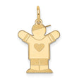 14k Yellow Gold Boy Pendant with Heart, Playful Cap Design, Sentimental Family Charm